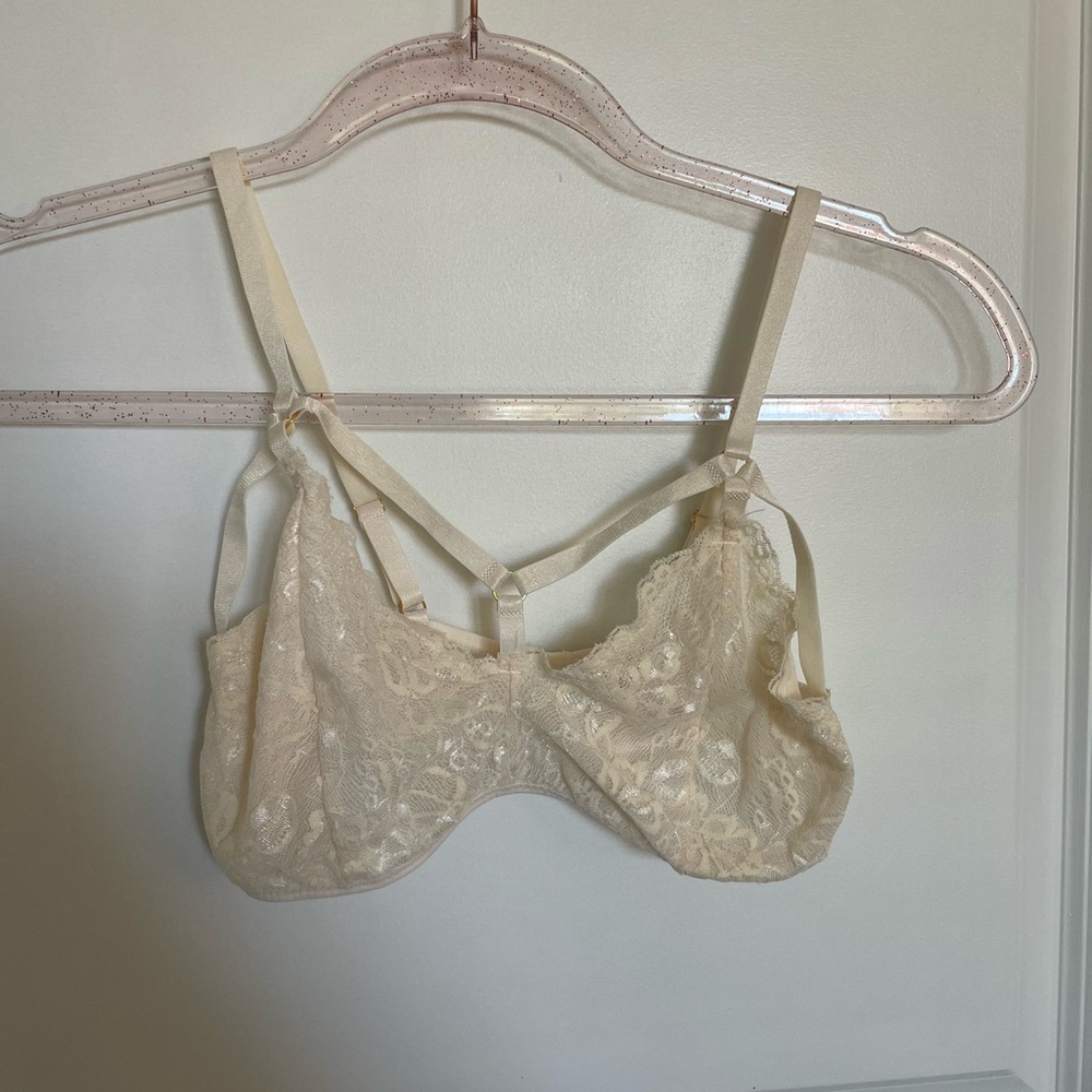 French Affair ivory off white lacy strappy bra bralette